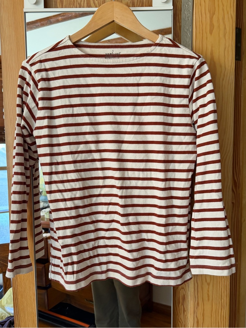 Muji Cream and Brown Striped Long Sleeve Shirt
